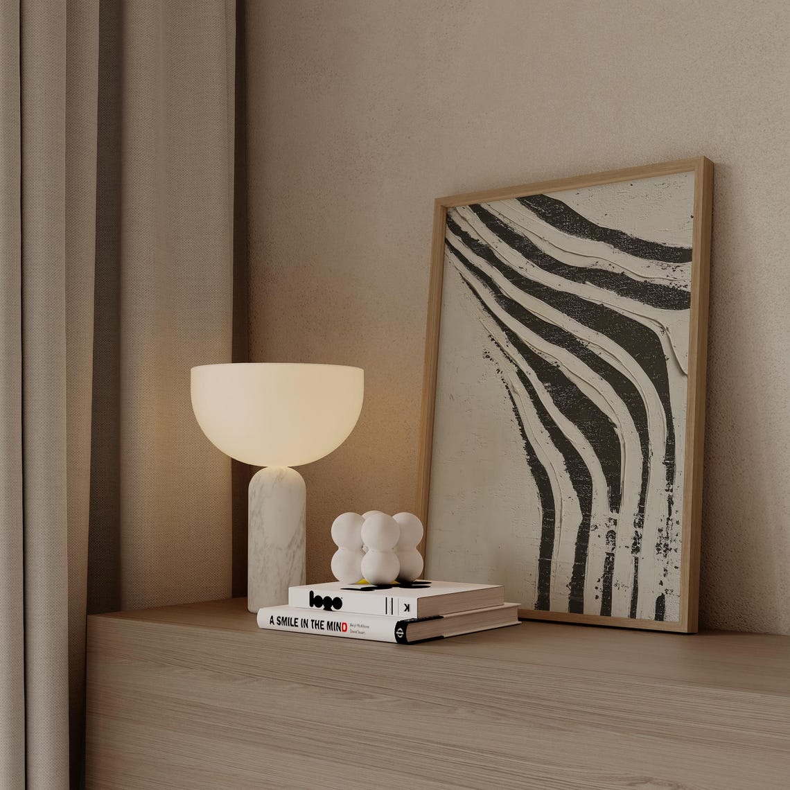 Bold Black White Textured Zebra Wave Stripes Modern Art Poster