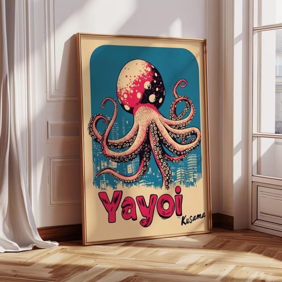 Octopus Wall Art For Teen Room Poster Of Octopus Poster For Dorm Room Bold Wall Art Octopus Print Retro Japanese Print Yayoi Kusama Poster