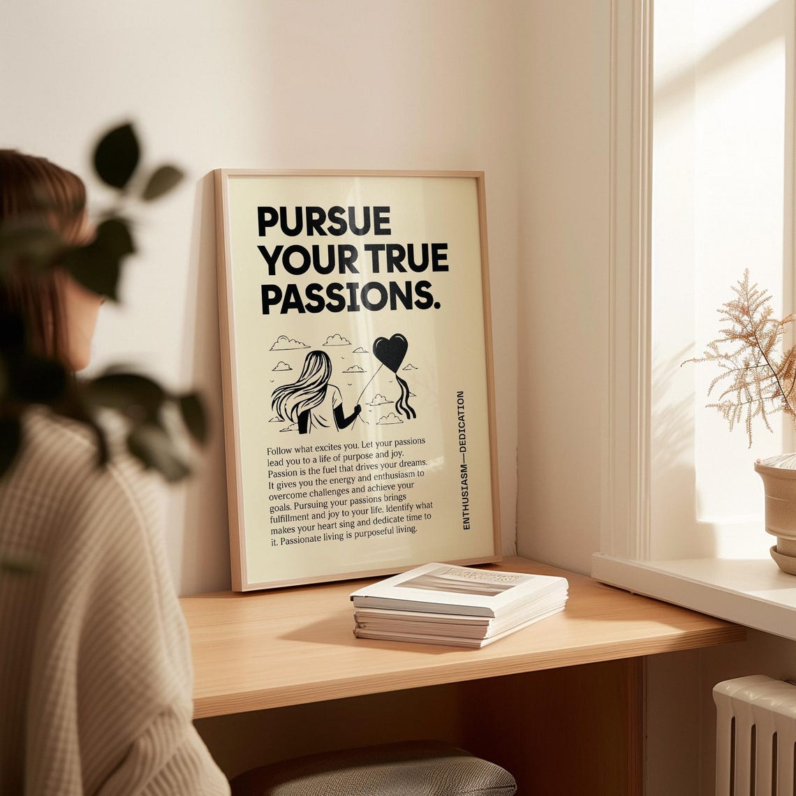 Pursue Your True Passions Motivational Heart Balloon Quote Poster - Image 3
