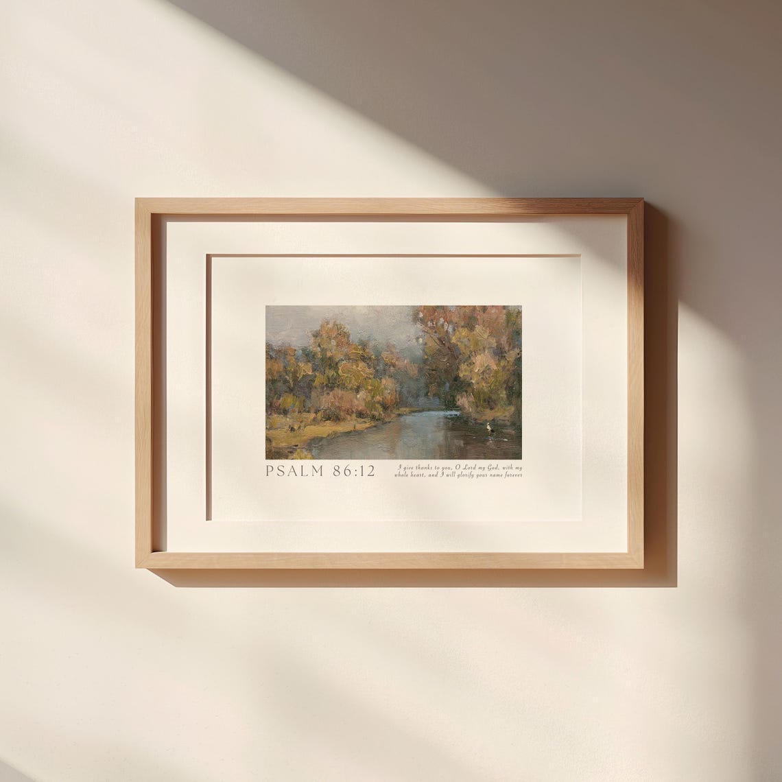 Psalm 86 12 Autumn River Landscape Bible Verse Christian Wall Art - Image 3