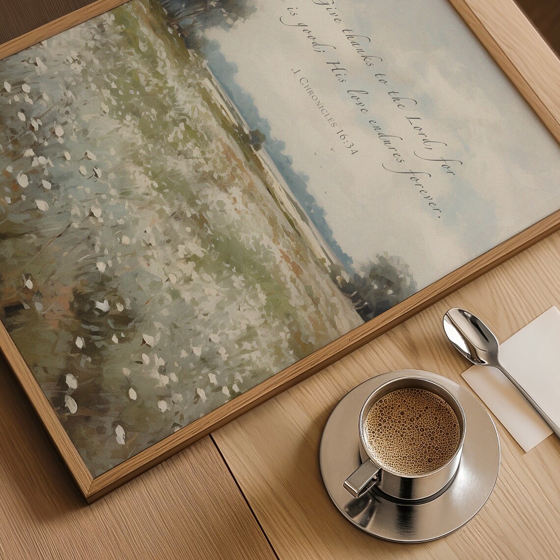 1 Chronicles 16:34 Wildflower Farmhouse Floral Art Print - Image 4