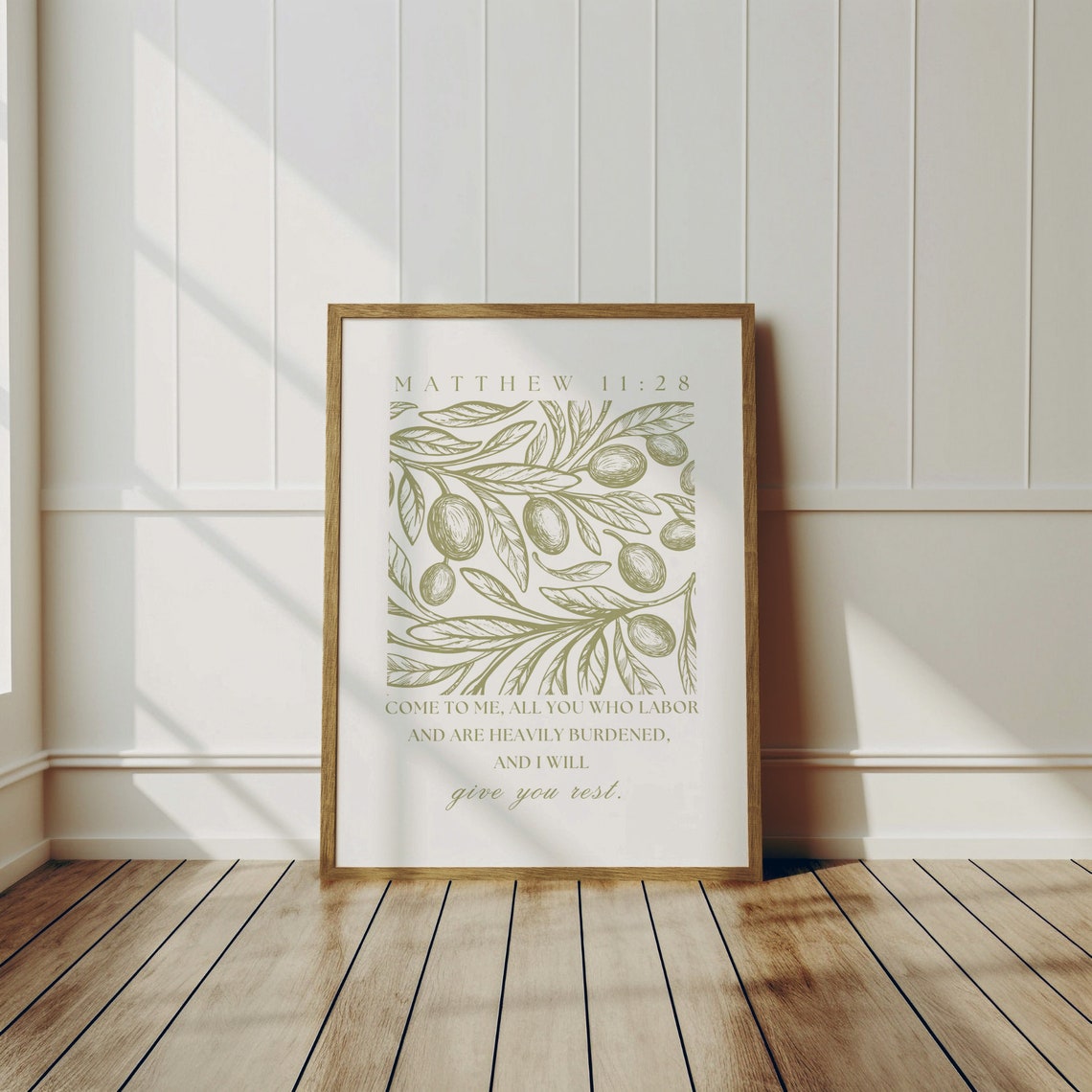 Matthew 11:28 Olive Branch Illustration Come To Me Scripture Poster - Image 3