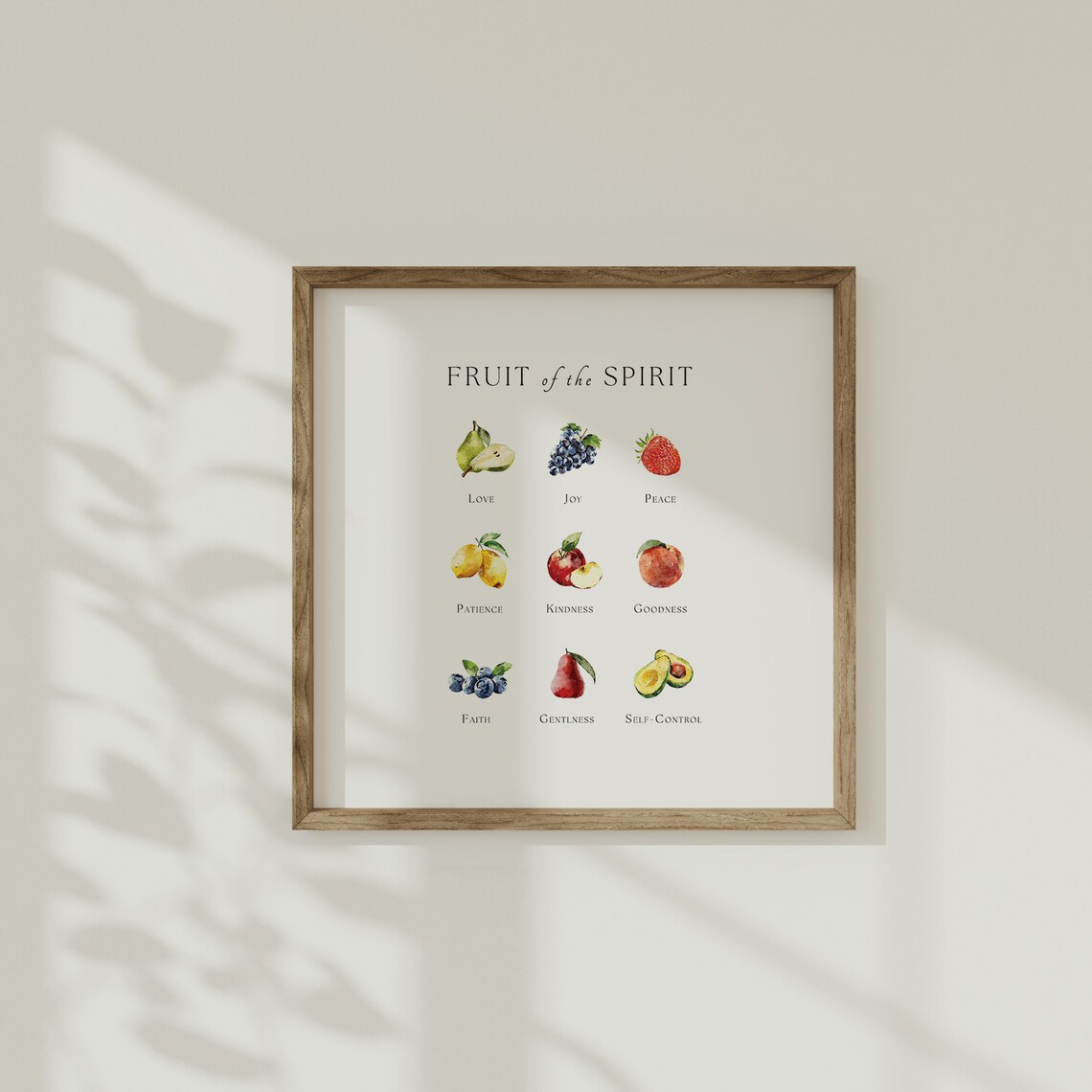 Fruit Of The Spirit Watercolor Chart Nine Fruits Minimalist Kitchen Poster - Image 3