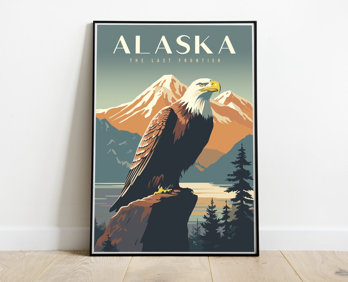 Majestic Alaska Bald Eagle Last Frontier Mountain Wildlife Poster