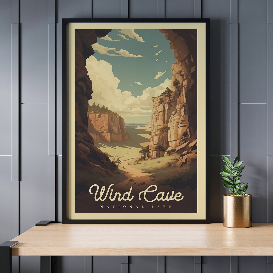 Wind Cave National Park Red Rock Canyon Trail Vintage Travel Poster - Image 2