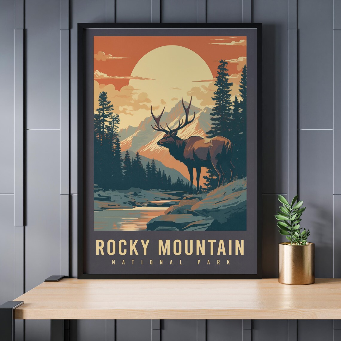 Colorado Rocky Mountains Elk Travel Poster Print - Image 3