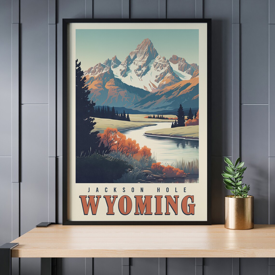 Jackson Hole Wyoming Vintage Travel Poster, Wall Art - Image 3