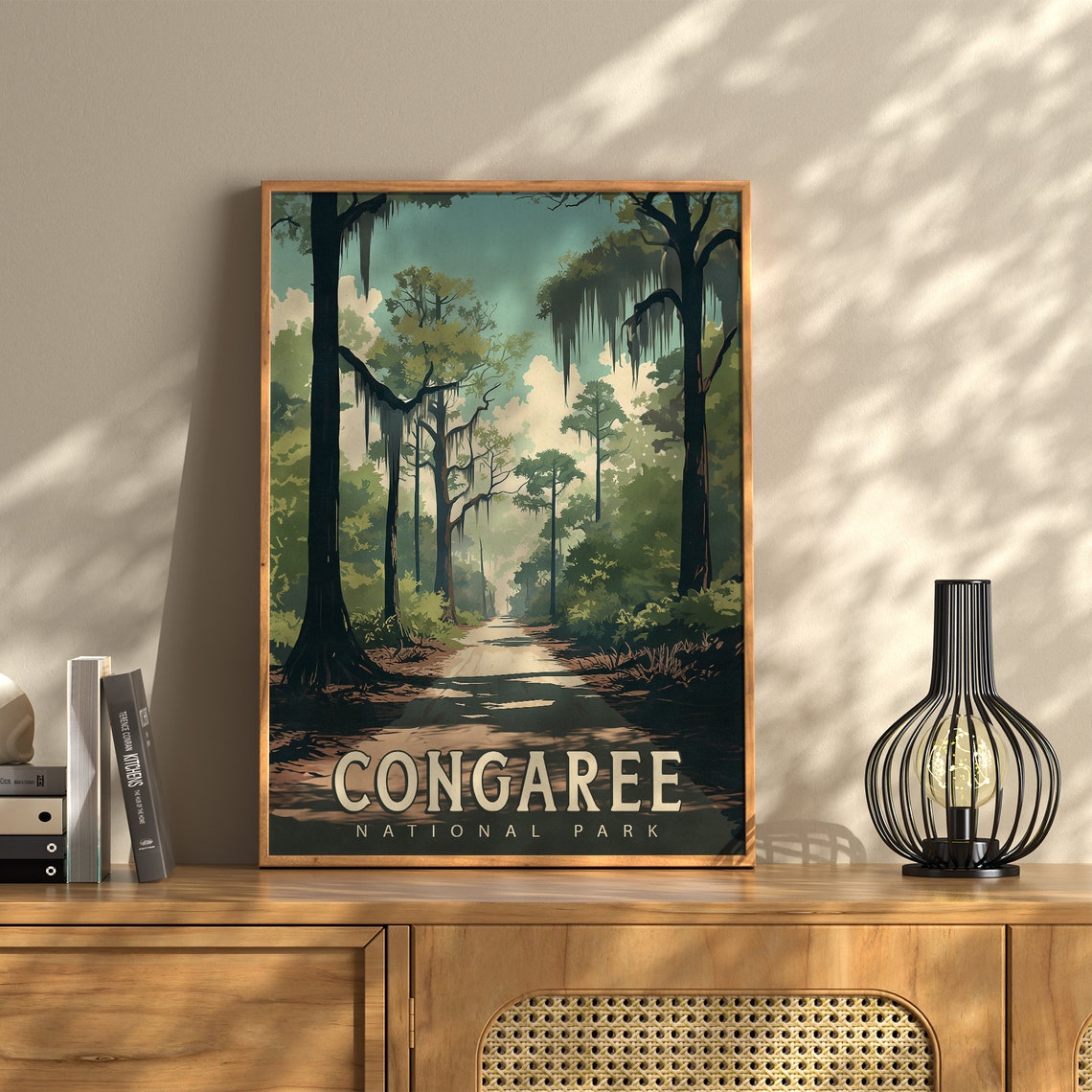 Congaree National Park Old Growth Forest Moss Vintage Poster