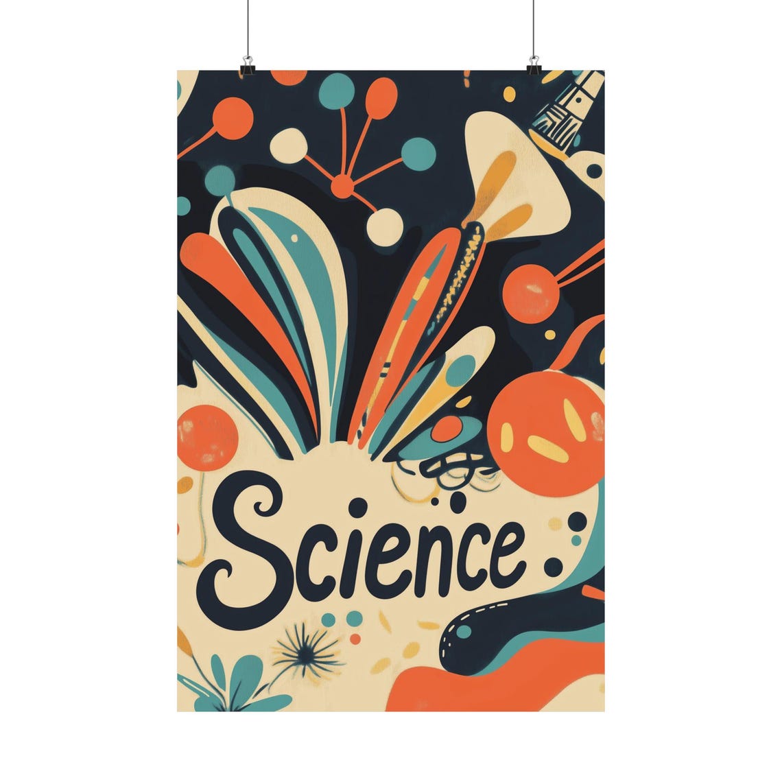 Science Mid Century Atomic Cosmic Abstract Fun Retro Art Poster