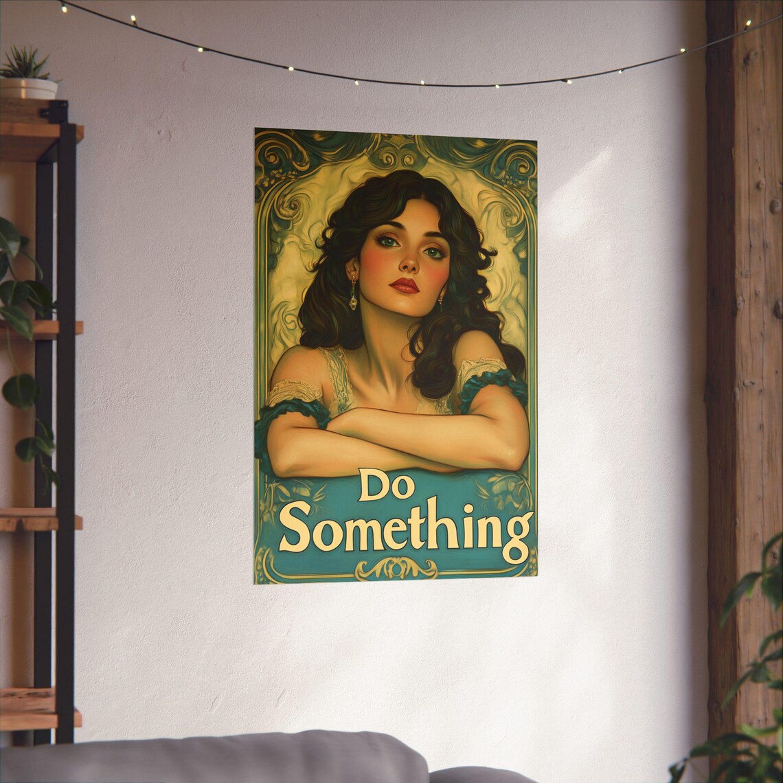 Do Something Vintage Art Nouveau Woman Motivational Quote Poster - Image 3
