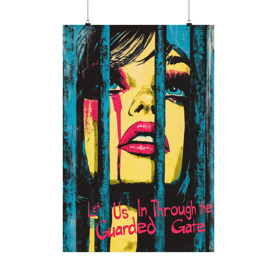 Let Us In Through the Guarded Gate Bold Feminist Pop Art Poster