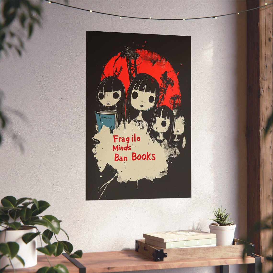 Fragile Minds Ban Books Dark Gothic Girls Red Moon Art Poster - Image 4