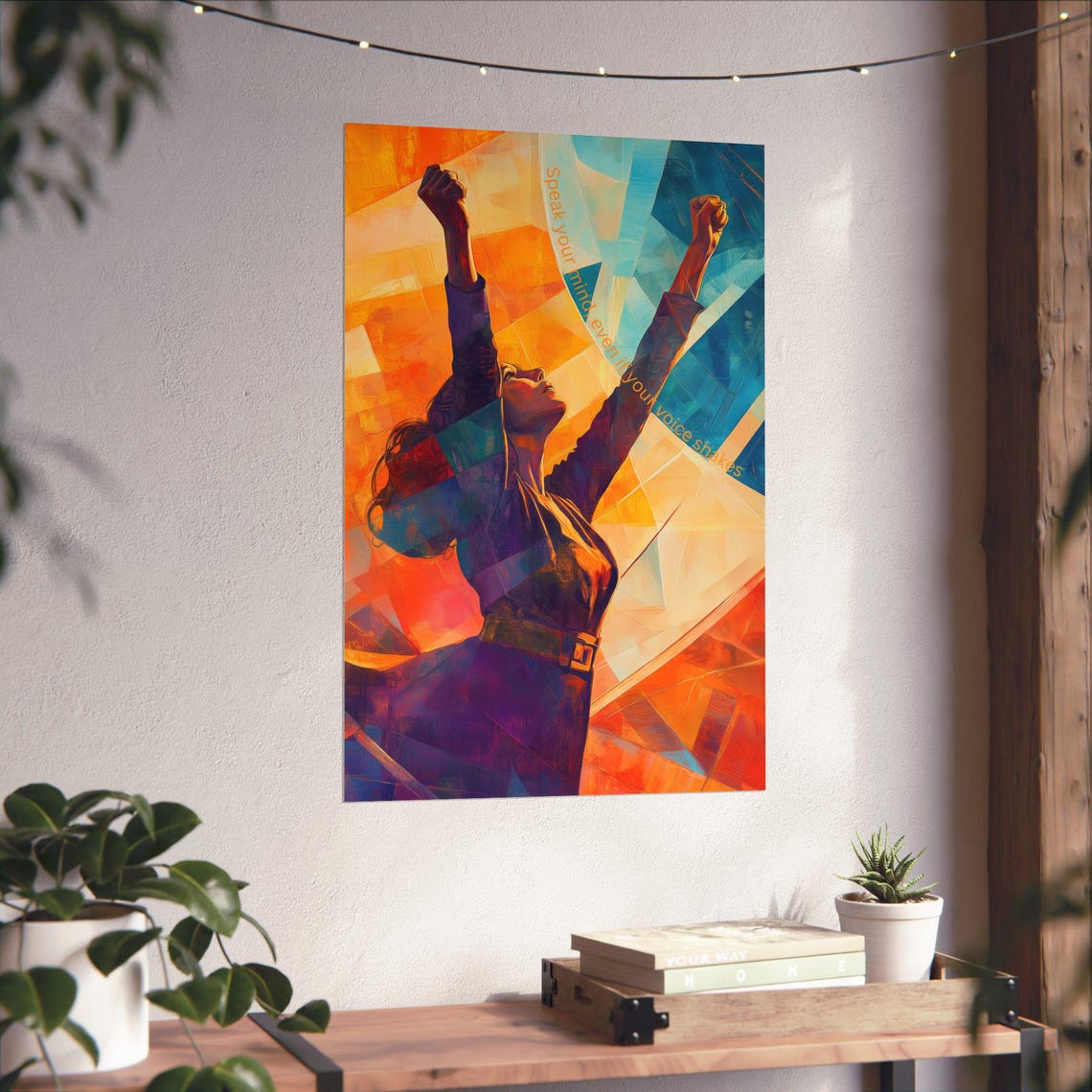 Speak Your Mind Victory Raised Fists Geometric Cubist Art Poster - Image 4