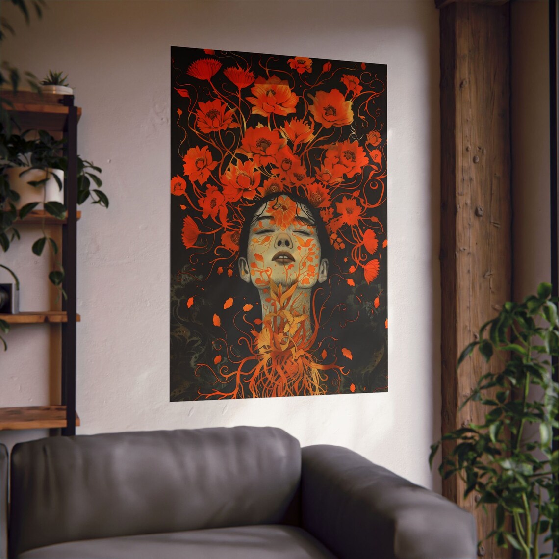 Mind Blown Orange Flower Art Print, Home Office Decor - Image 2