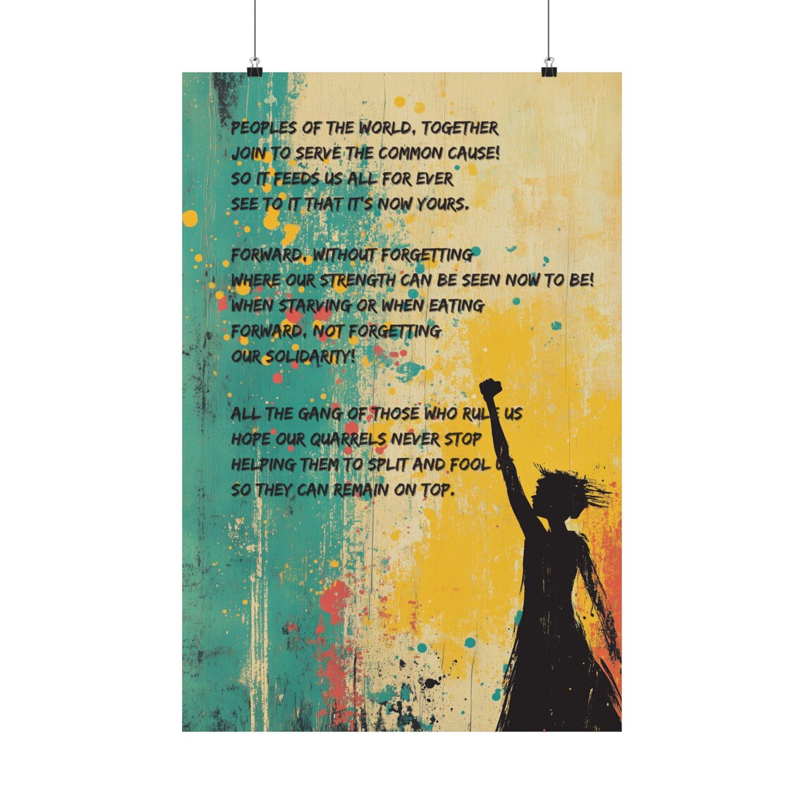 Bertolt Brecht Solidarity Song Protest Poetry Fist Raised Poster Art