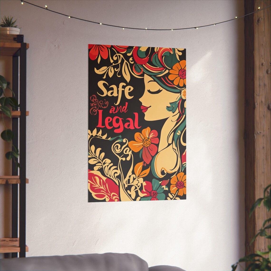 Safe and Legal Floral Woman Vintage Feminist Statement Poster - Image 3