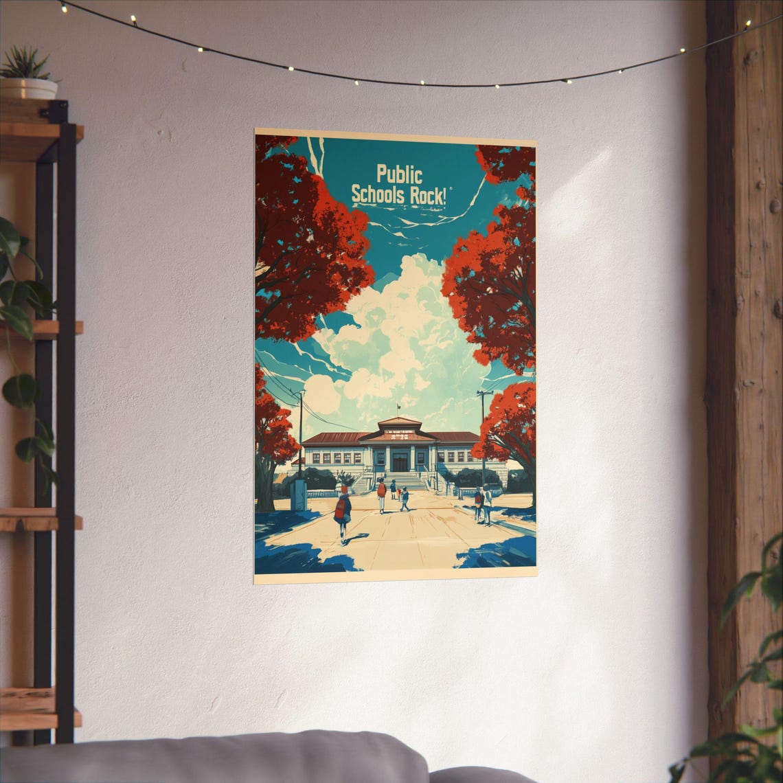 Public Schools Rock Vintage Schoolhouse Red Autumn Trees Poster - Image 4
