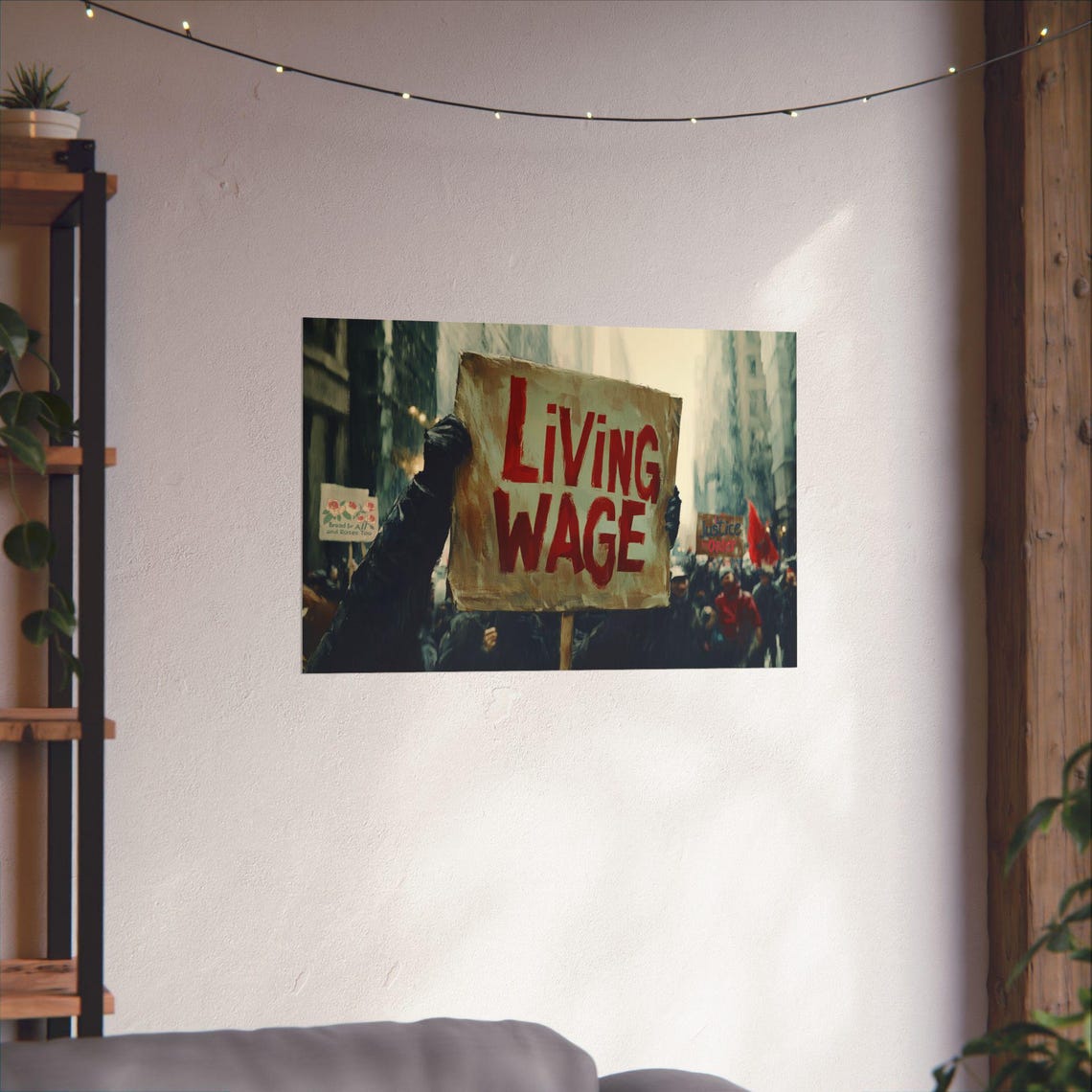 Living Wage Protest March Street Scene Workers Rights Poster - Image 4