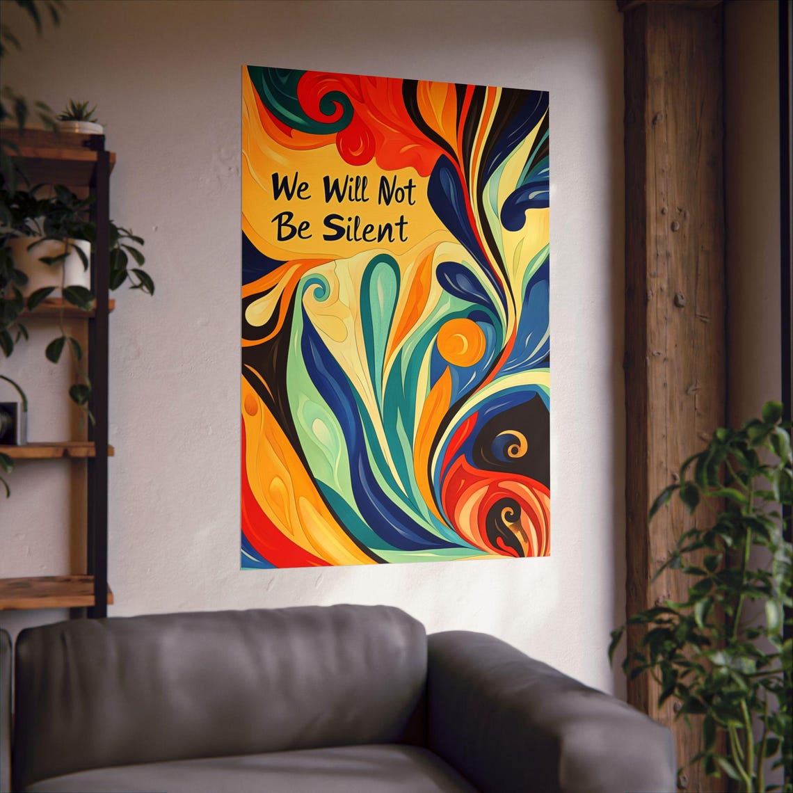 We Will Not Be Silent Abstract Swirl Free Speech Quote Art Poster - Image 2