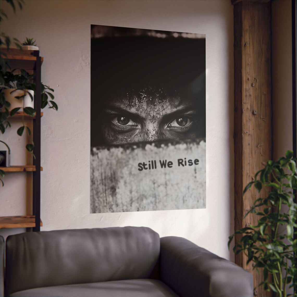 Still We Rise Black and White Watchful Eyes Portrait Photo Poster - Image 2
