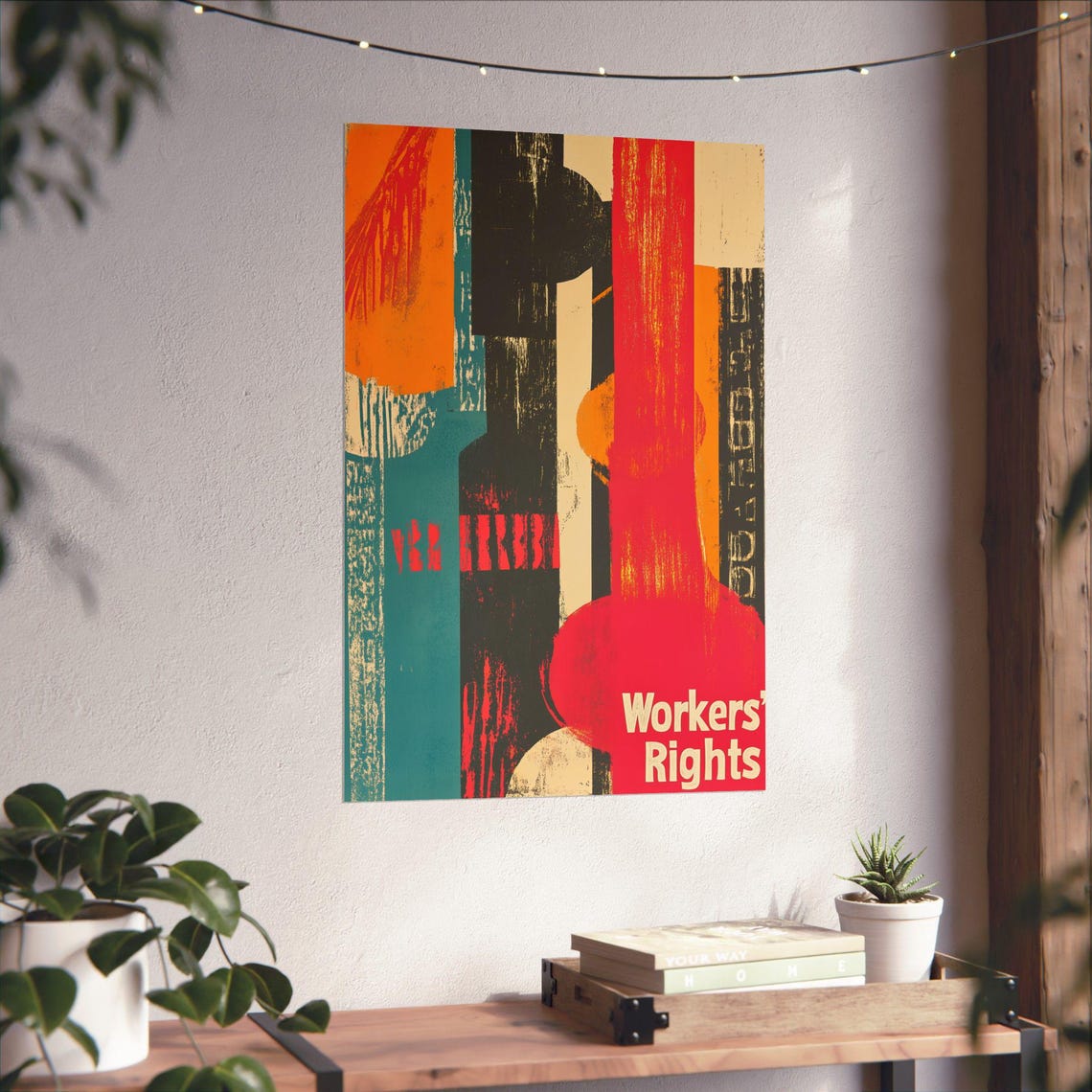 Workers Rights Abstract Vintage Block Style Protest Art Poster - Image 4