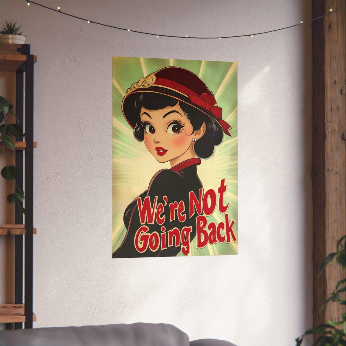 We Are Not Going Back Retro Pinup Woman Protest Statement Poster - Image 3