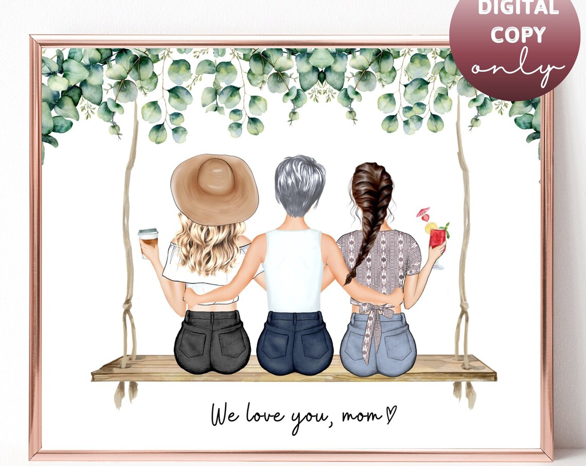We Love You Mom Mother Daughters Garden Swing Custom Gift Poster