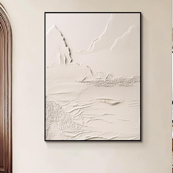 White Mountain Painting On Abstract Mountain Painting On Original Textured Wall Art Abstract Texture Snow Mountain Painting