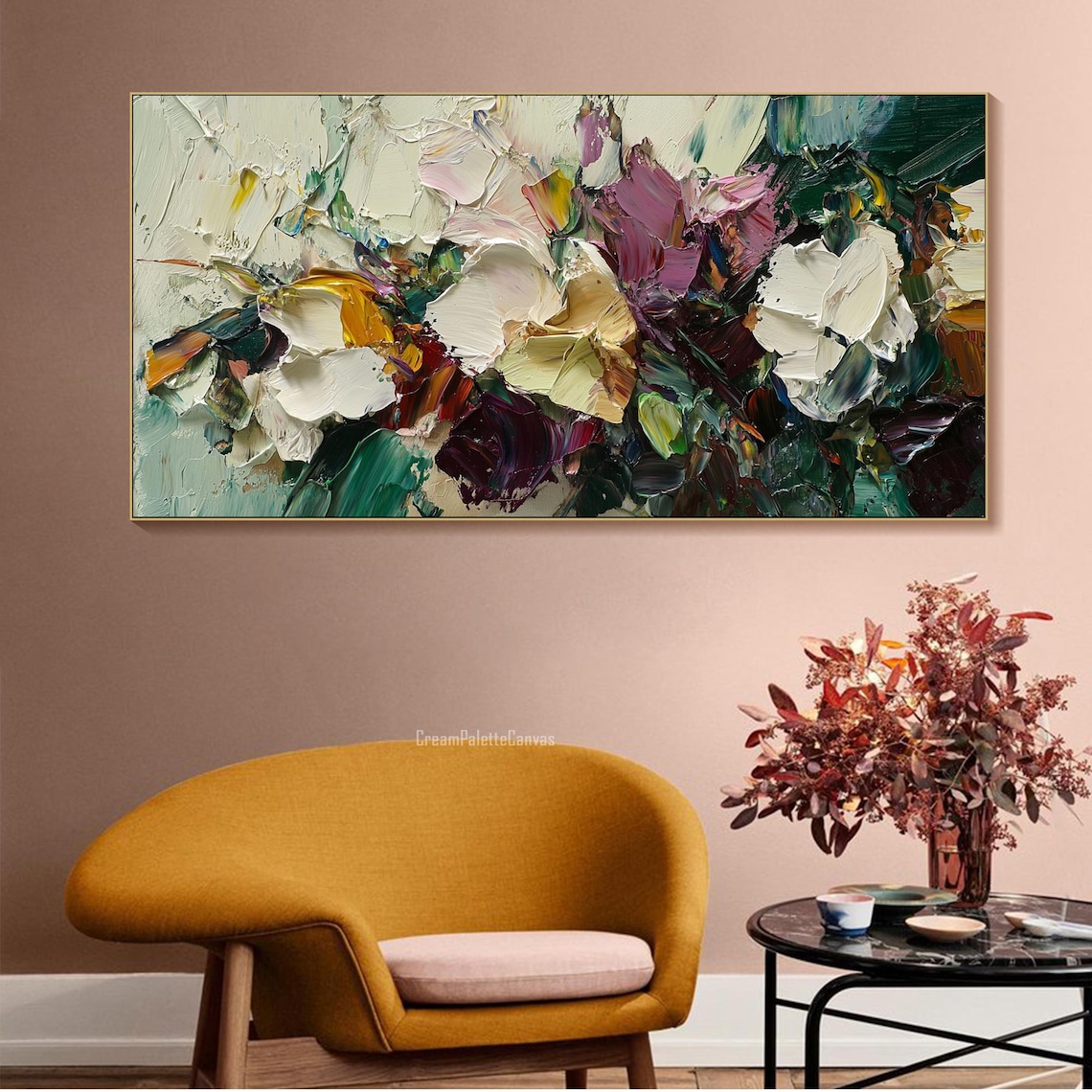 Abstract Palette Knife Floral Art Print, Boho Decor - Image 3