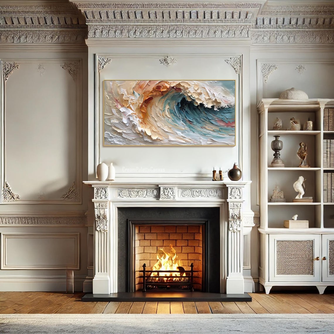 Ocean Wave Oil Painting, Abstract Nature Wall Art Print - Image 3