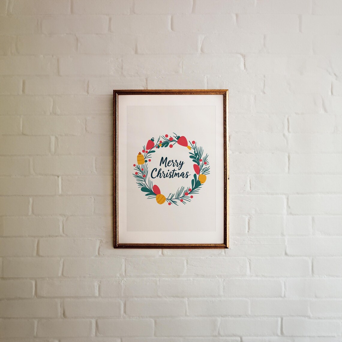 Weihnachtskranz, Minimalistische Weihnachten Art Print - Image 2