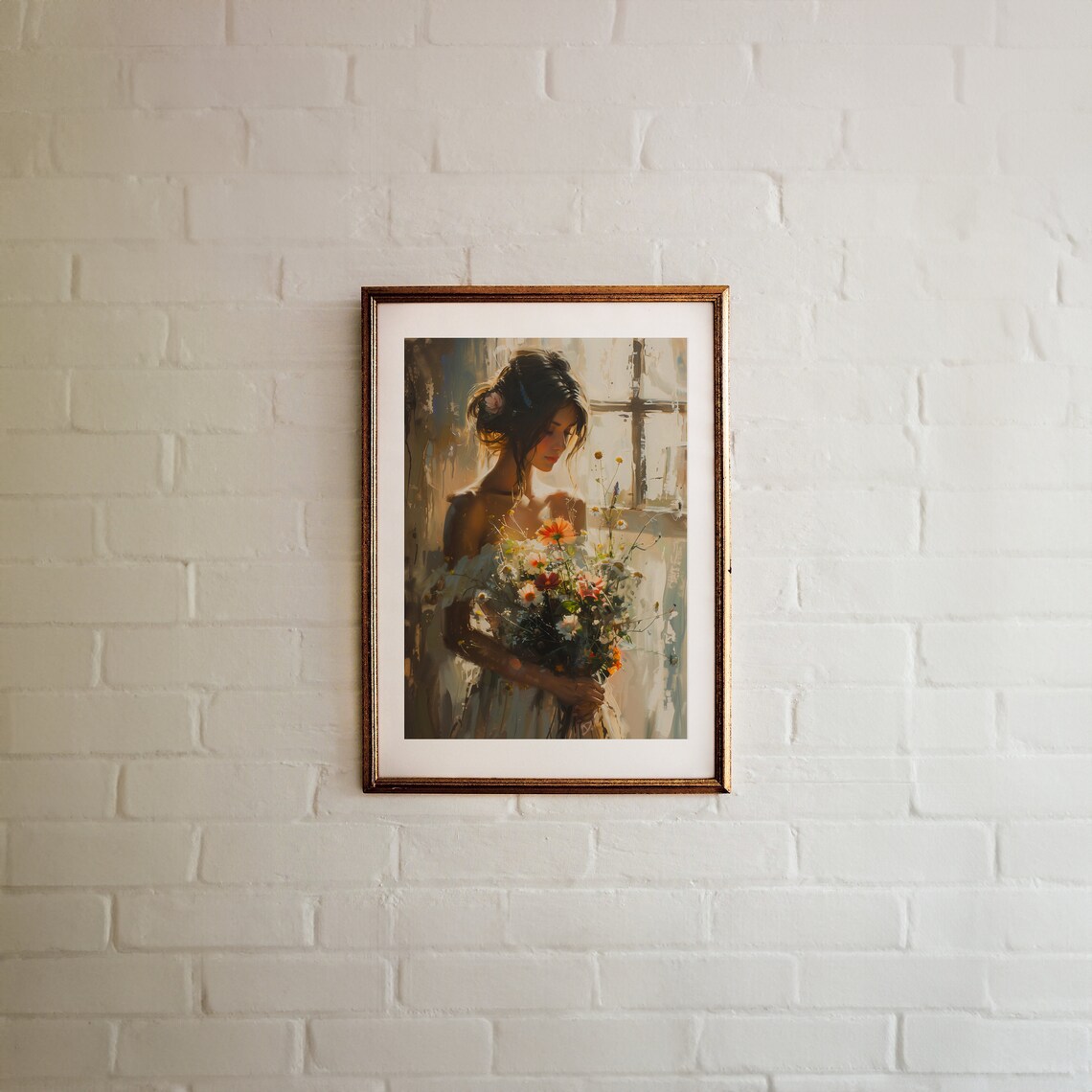 Vintage Woman With Bouquet, Housewarming Poster - Image 3