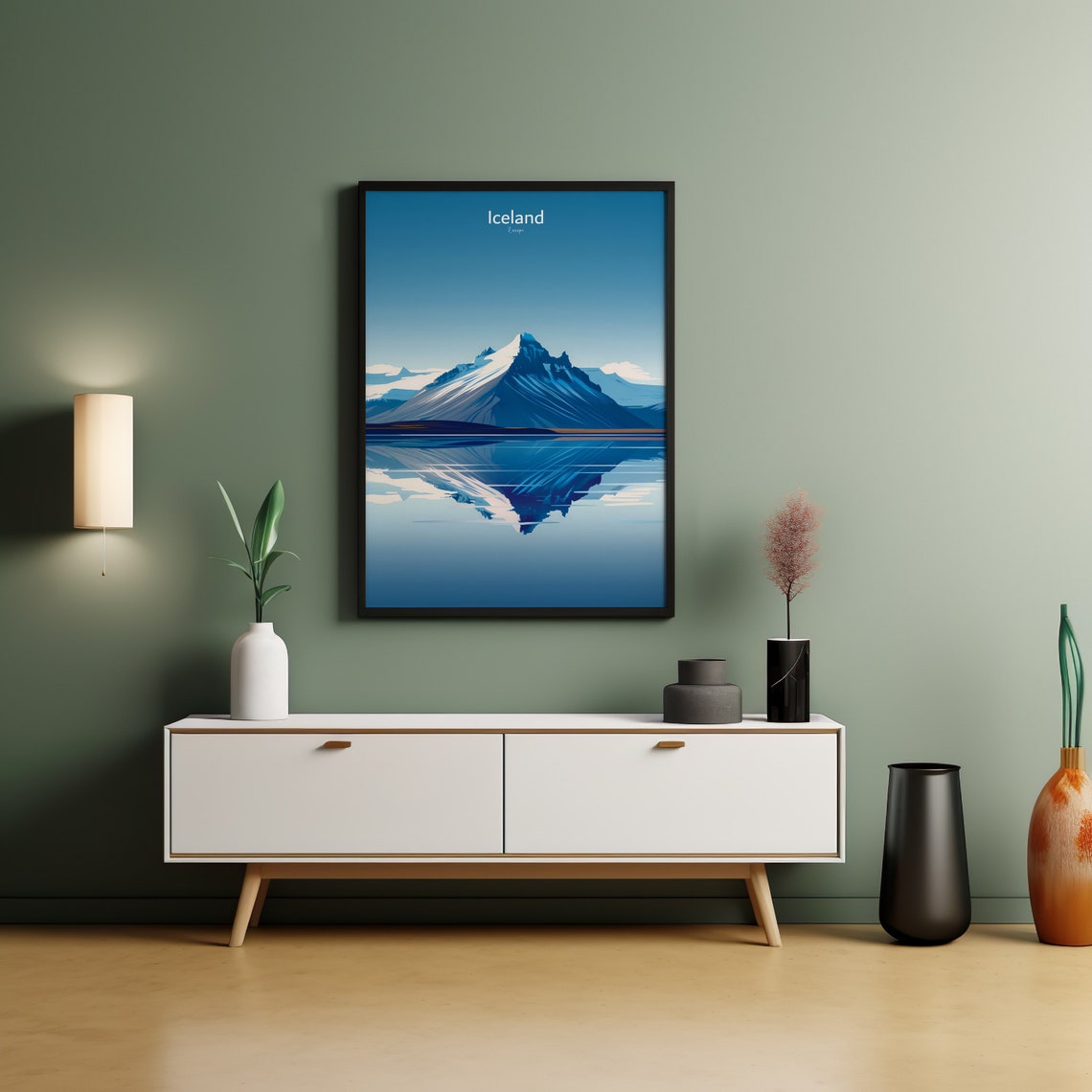 Iceland Lonely Mountain, Modern Travel Poster - Image 3
