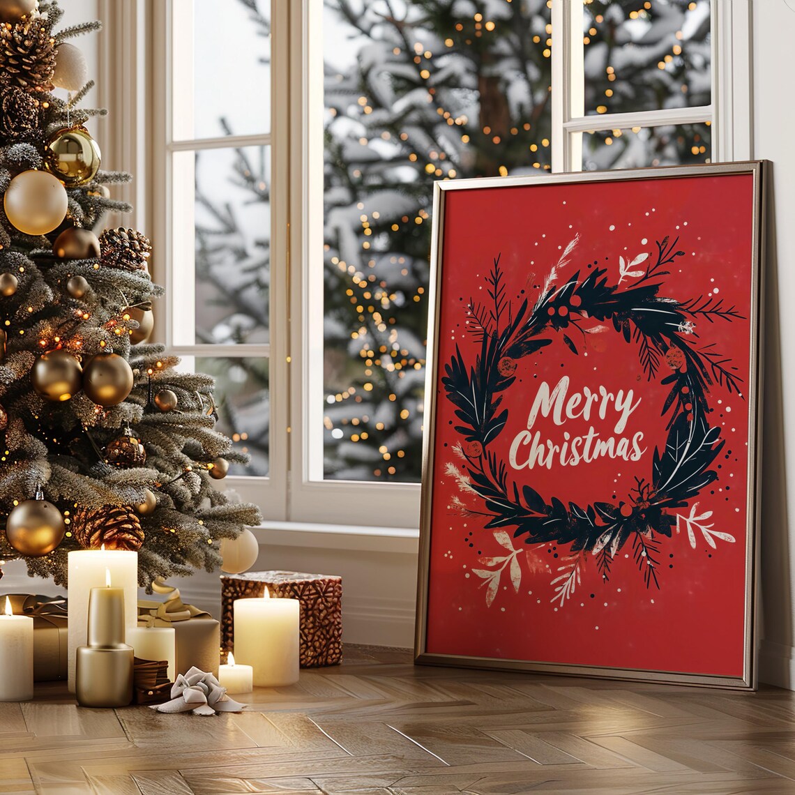 Weihnachtskranz Minimalistisch, Christmas Poster Print - Image 3