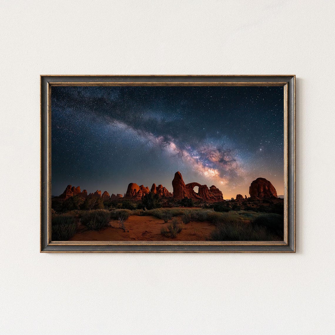 Milky Way Over Red Rock Desert Arch Landscape Print