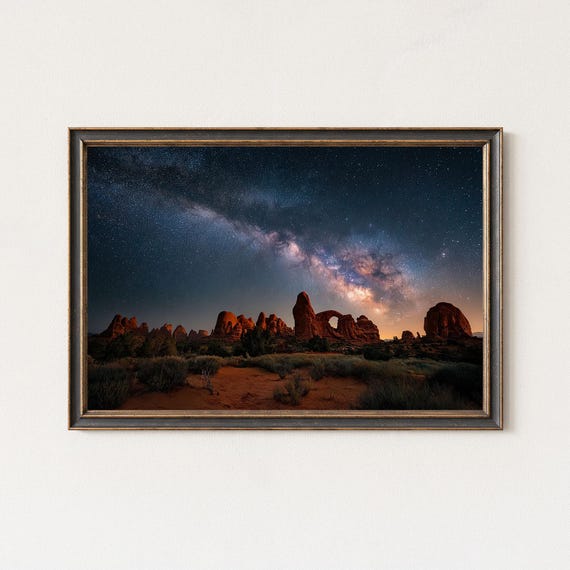 Milky Way Over Red Rock Desert Arch Landscape Print