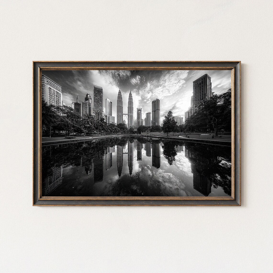 Petronas Towers Black And White Kuala Lumpur Skyline Photography