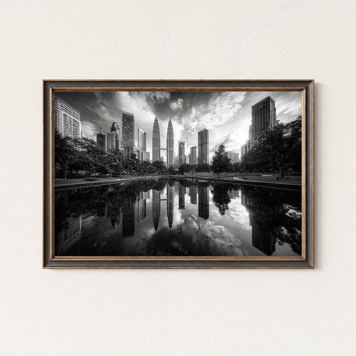 Petronas Towers Kuala Lumpur Twin Skyscrapers Reflection Poster