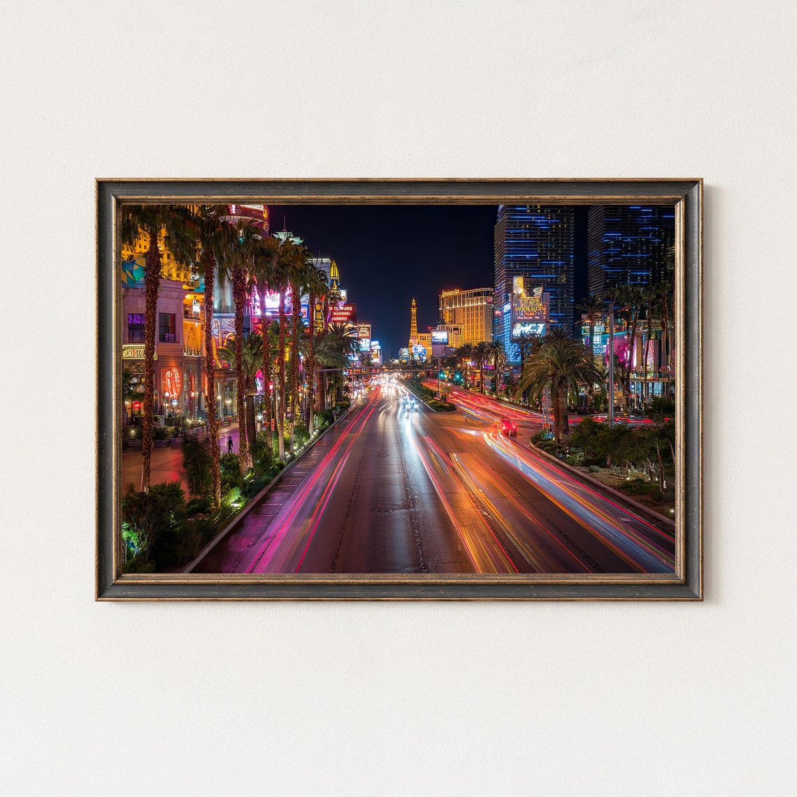 Iconic Las Vegas Strip Night Neon Boulevard Long Exposure Poster