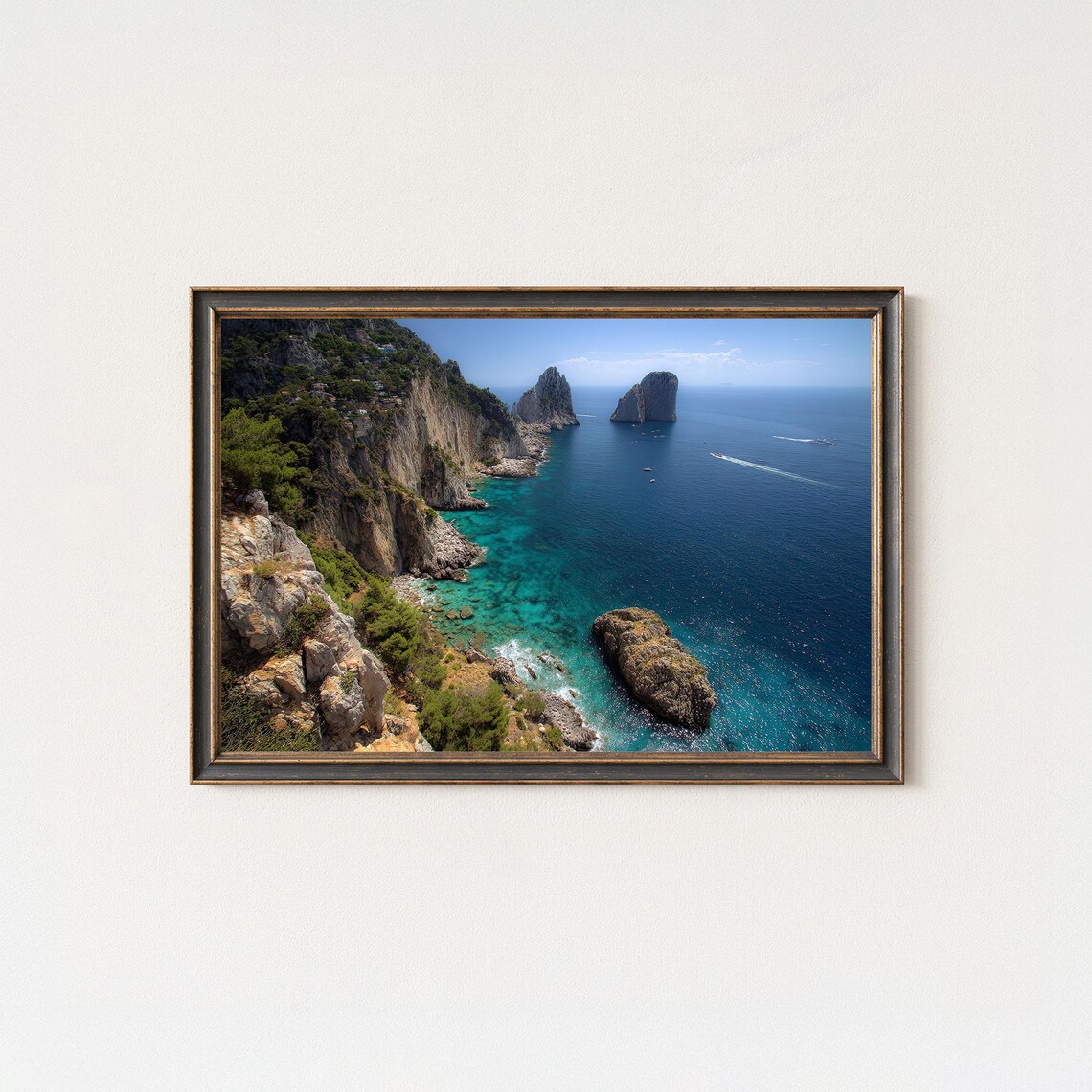 Capri Faraglioni Aerial Cliffs Turquoise Bay View Photo Poster