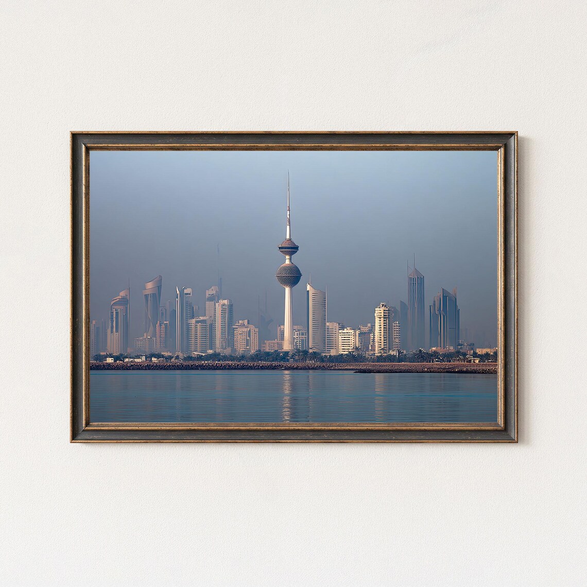 Kuwait City Skyline Art Print Daylight Waterfront View