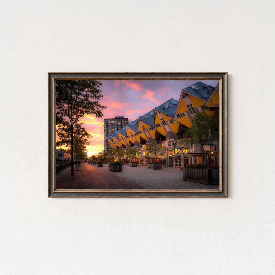 Rotterdam Cube Houses Sunset Modern Architecture Photo Poster