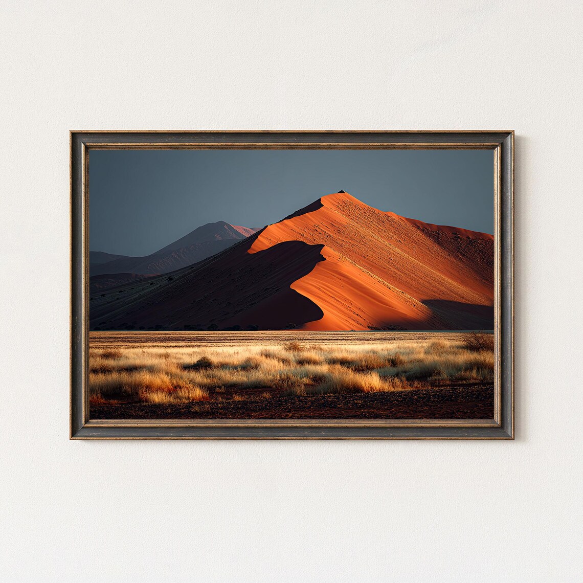 Giant Red Sand Dune At Golden Hour Namib Desert African Landscape Art Print