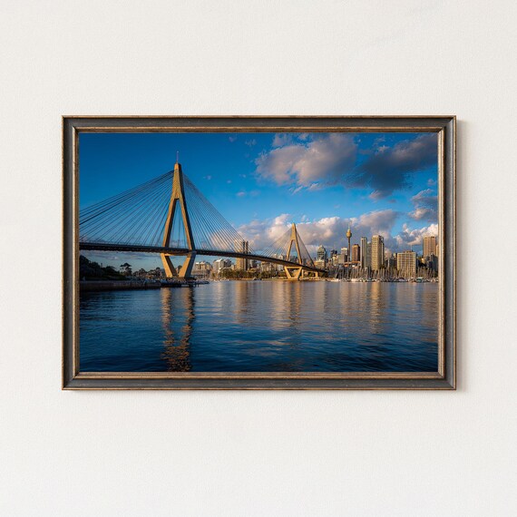 Sydney Anzac Bridge Print Harbour Skyline Wall Art