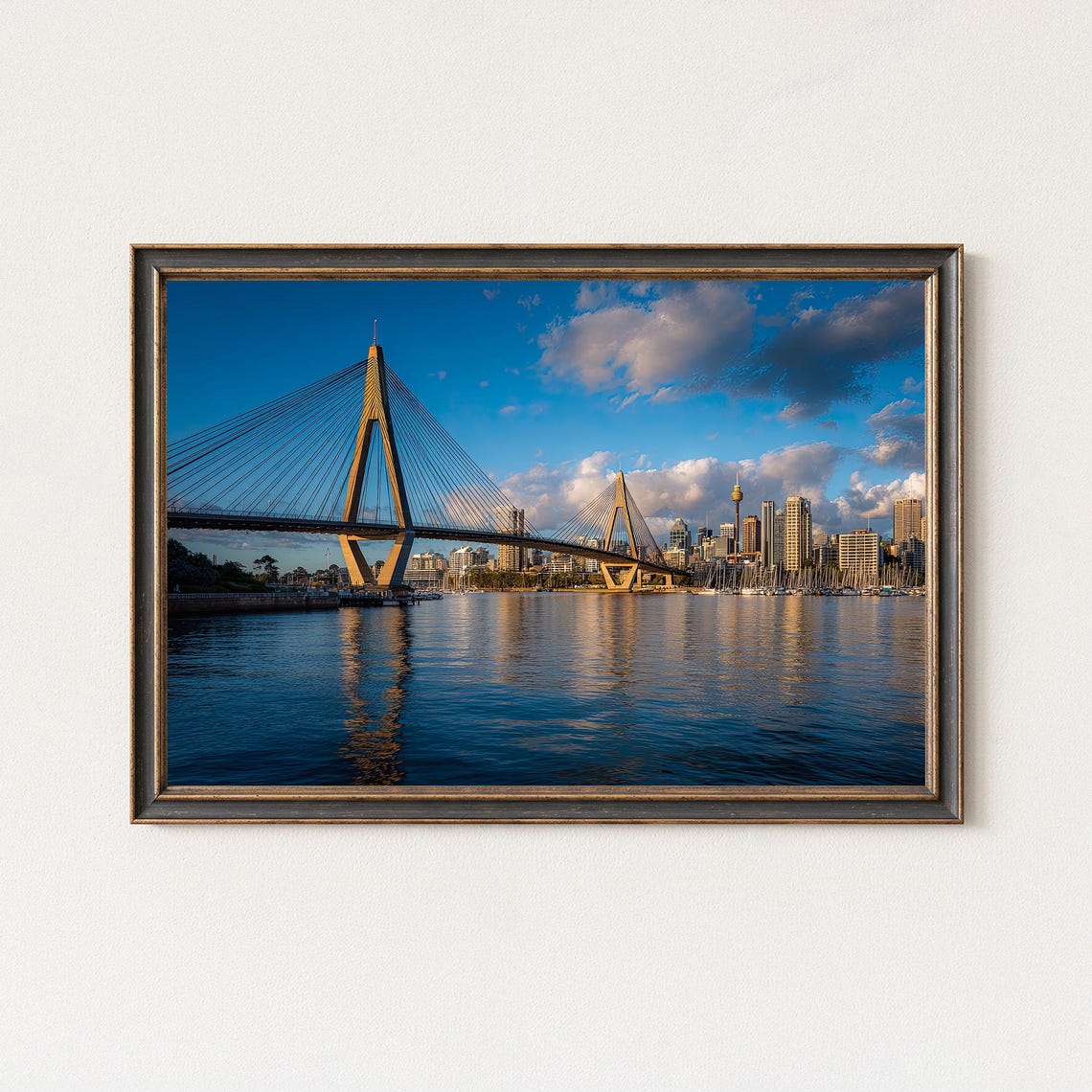 Sydney ANZAC Bridge Daytime Cable Stayed Harbour Skyline View Poster