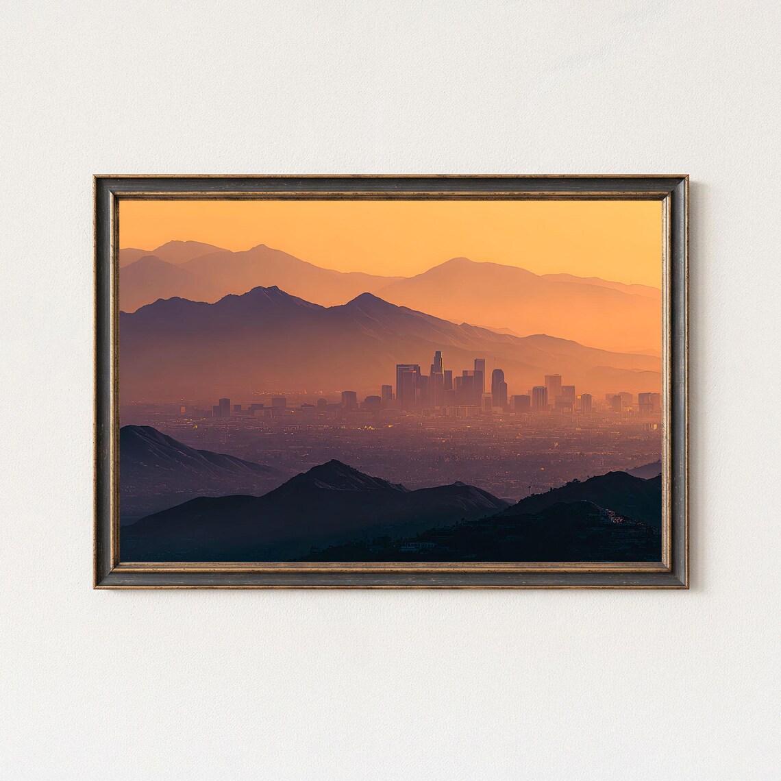Los Angeles Sunset Wall Art City Skyline Print Mountain Layers Landscape Decor