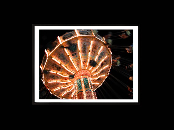 Carnival Swing Ride Night Lights Spinning Fairground Photo Poster