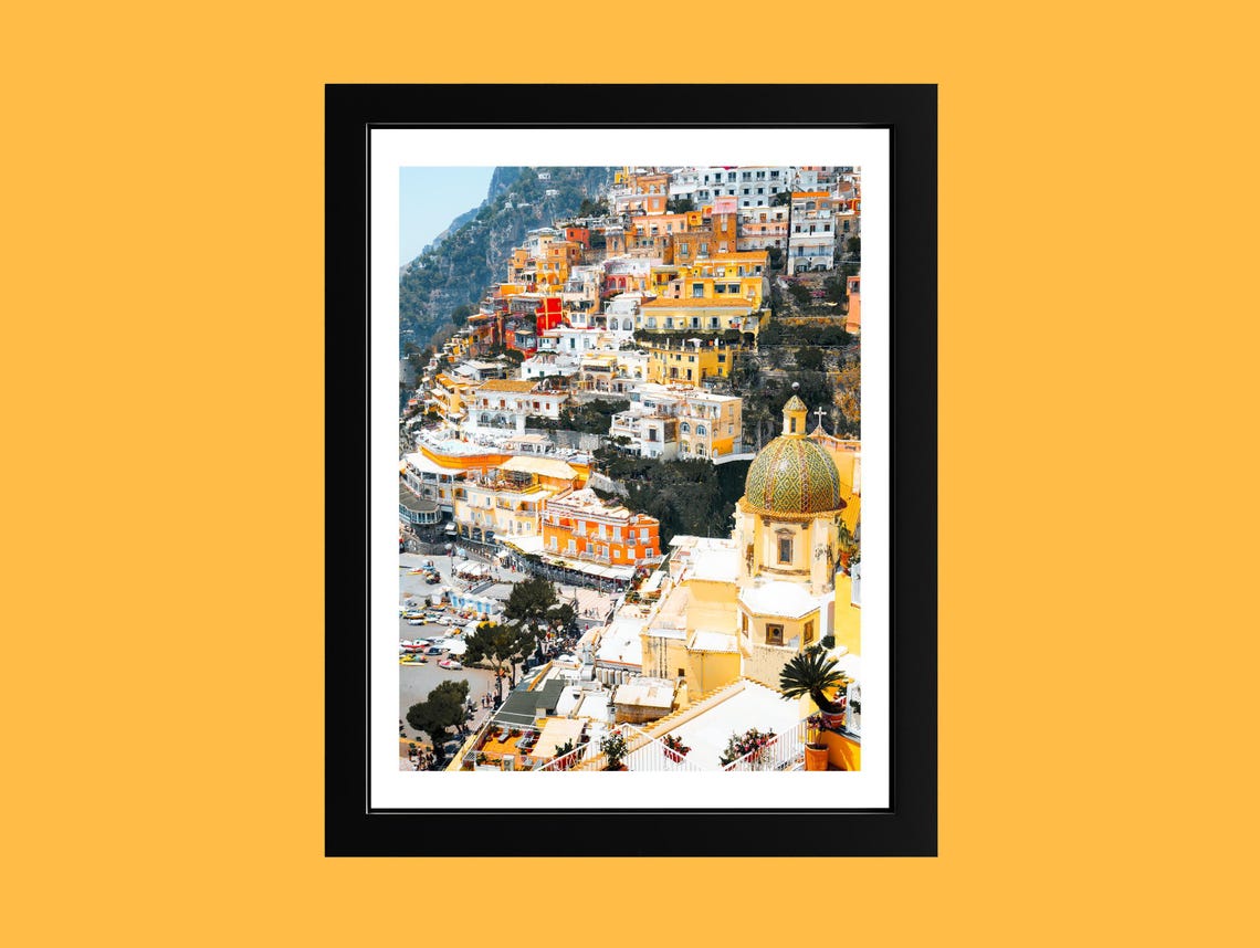 Positano Italy Poster Colorful Cliffside Village Amalfi Coast Travel