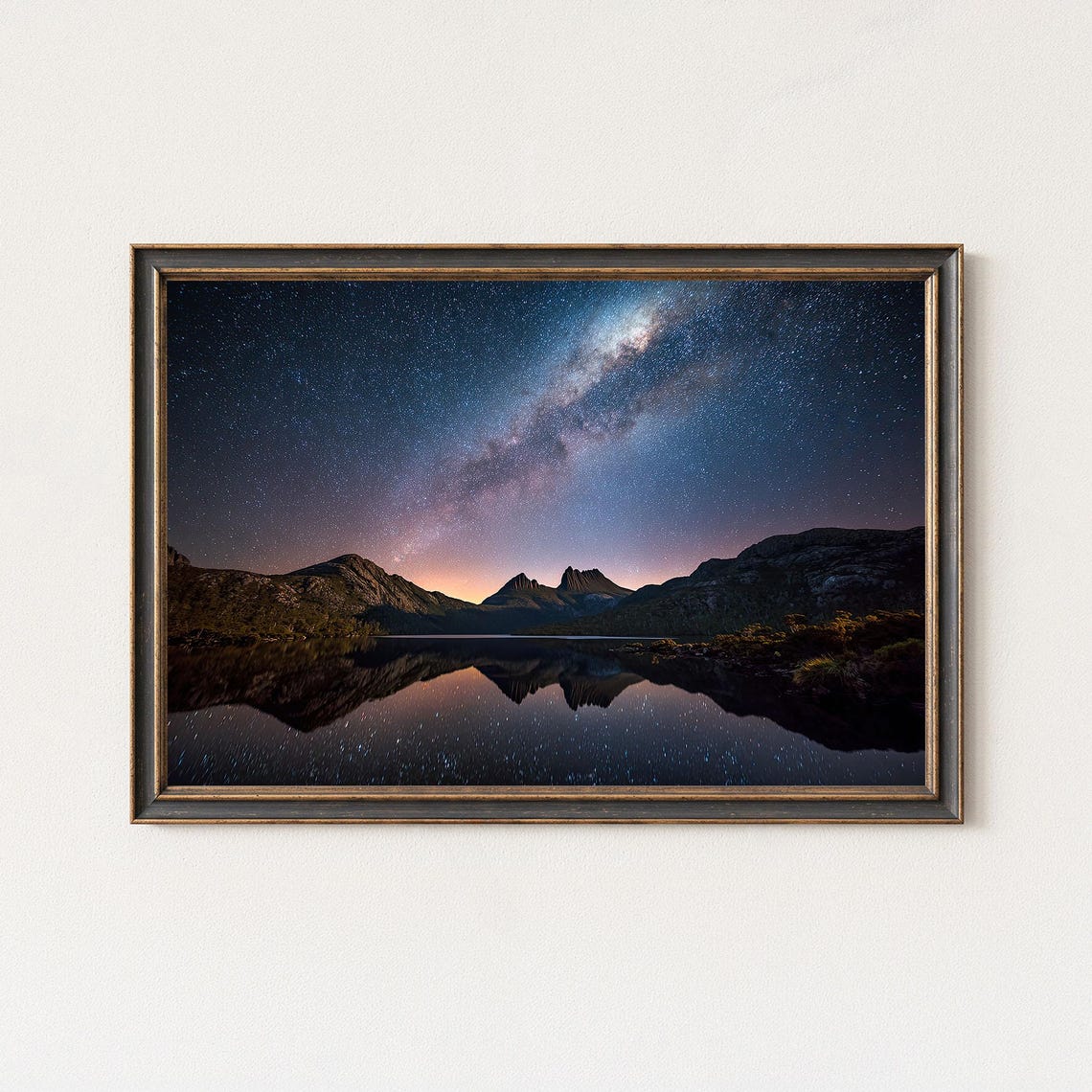 Cradle Mountain Milky Way Night Sky Tasmania Lake Reflection Poster