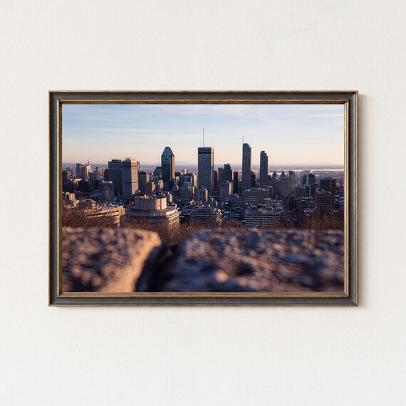 Montreal Skyline Panorama Print Mount Royal View Cityscape Wall Art Canada Decor